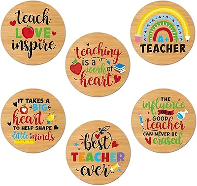 Cadeau d'appréciation pour enseignant, 6 sous-verres en bois de bambou pour enseignant, tasse à café avec citations inspirées, tapis de tasse, cadeaux pour noël, fin d'année, rentrée scolaire, saint-valentin, semaine de thanksgiving pour enseignant. La boutique en ligne DIAYTAR COTE D'IVOIRE est une destination de commerce électronique populaire en Côte d'Ivoire, avec une offre de plus de 300000 produits. Elle propose des produits de qualité à des prix compétitifs, ainsi que des promotions et des offres spéciales régulières. La boutique est dédiée à offrir une expérience d'achat en ligne sécurisée et pratique à ses clients.