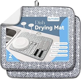 Tapis de séchage de vaisselle en microfibre, 2 pièces de 16" x 18", tapis de séchage absorbant pour comptoir de cuisine, tapis de séchage de vaisselle/tapis de support absorbant, gris. DIAYTAR COTE D'IVOIRE est une boutique en ligne innovante qui propose une expérience d'achat unique et personnalisée, avec plus de 300 000 références de produits à découvrir. La boutique en ligne est facile à naviguer et offre des filtres de recherche pour faciliter vos achats. DIAYTAR COTE D'IVOIRE met également l'accent sur la qualité et l'authenticité des produits proposés.