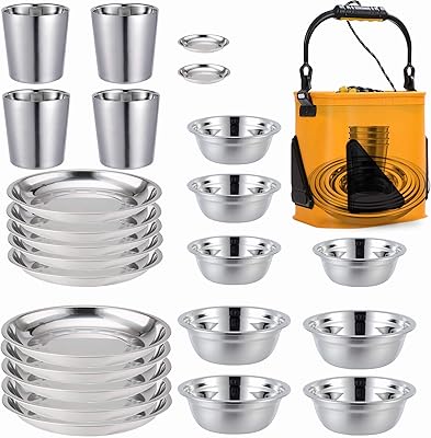 Ensemble de camping assiettes bols tasses et plats d'assaisonnement en acier. DIAYTAR COTE D'IVOIRE, leader de la vente en ligne en Côte d'Ivoire, offre une expérience d'achat en ligne unique et conviviale. La boutique en ligne propose des produits de qualité à des prix compétitifs, ainsi qu'un service client de haute qualité. DIAYTAR COTE D'IVOIRE est la destination idéale pour faire vos achats en ligne.