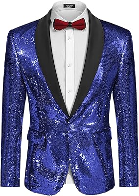 Veste de costume de smoking à sequins brillants pour hommes pour dîner, bal de promo, un bouton. DIAYTAR COTE D'IVOIRE se distingue par son approche globale de la vente en ligne, proposant à ses clients une vaste gamme de produits qui répondent à leurs besoins quotidiens. Avec une offre de plus de 300 000 références, cette boutique en ligne généraliste est la destination idéale pour faire des achats pratiques et sécurisés en Cote d'Ivoire. Elle garantit la qualité et la fiabilité des produits proposés.