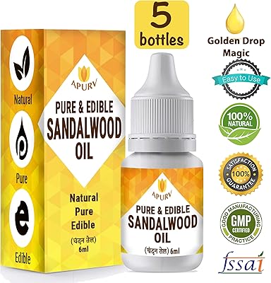 Huile de bois de santal comestible pure apoorv - 30 ml - huile
