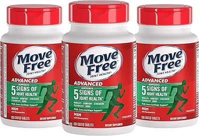 Supplément avancé de soutien articulaire move free de glucosamine et de chondroïtine msm
