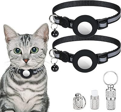 Collier pour chat homgate airtage 2 pièces collier airtag avec cloche carte d'identité