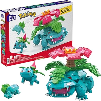 Collection méga pokémon bulbasaur evolution avec 622 pièces et briques compatibles avec ivysaur