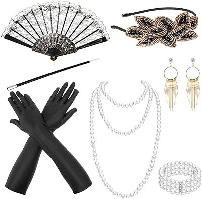 Accessoires à clapet pour femmes des années 1920, ensemble d'accessoires gatsby avec bandeau