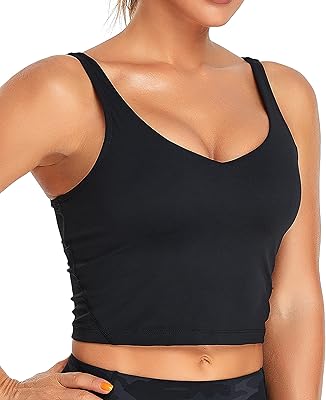 Soutien-gorge de sport de yoga, fitness, long, rembourré, sans manches, pour femme