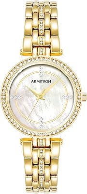 Montre bracelet en cristal naturel armitron pour femme, 75/5803, doré, doré, bracelet