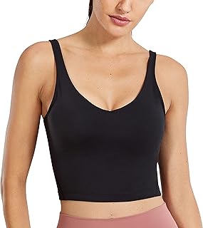 Soutien-gorge de sport rembourré sans armatures à col en v long pour femme