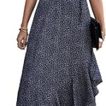 Robe d'été longue portefeuille décontractée à col en v manches courtes et ourlet