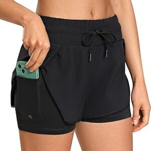 Short de sport de course à pied pour femme avec doublure 2 en