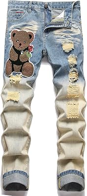 Anyhug amiri pants men bear patched rip roll up hem jeans (couleur : multicolore, taille : 30). DIAYTAR COTE D'IVOIRE est la boutique en ligne idéale pour les clients qui recherchent des produits de qualité à des prix abordables. La boutique propose des promotions régulières et des réductions exclusives, ainsi qu'un service client de qualité pour aider les clients à trouver ce qu'ils cherchent. Les clients peuvent également profiter d'une livraison rapide et sécurisée de leurs commandes.