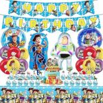 Les fournitures de fête d'anniversaire toy story comprennent une bannière d'anniversaire, des ballons