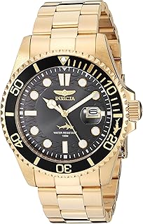 Montre à quartz pour hommes pro diver avec bracelet en acier inoxydable, or