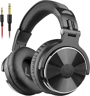 Un casque audio stéréo dj sans adaptateur, dos fermé, moniteur et table