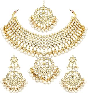Ensemble de bijoux indiens traditionnels ahili composé d'un collier et de boucles d'oreilles