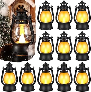 12pcs mini lanternes avec bougie led, petites lanternes décoratives pour centres de table