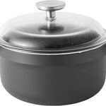 Marmite en aluminium bergoff avec couvercle, tous feux dont induction, noir et transparent