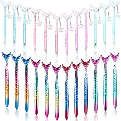 24 pièces stylos à encre gel queue de sirène pour enfants