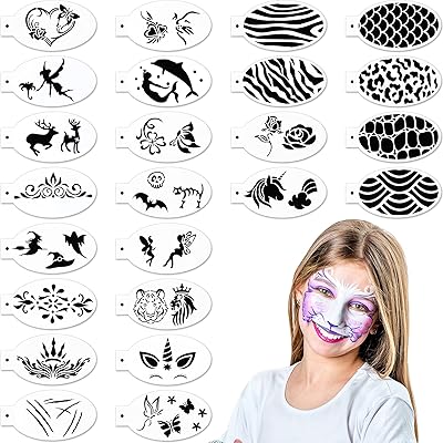 24 pièces pochoirs de peinture pour le visage et le corps, modèles
