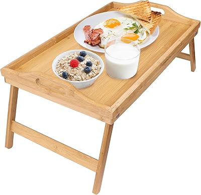 Table de petit-déjeuner pliable en bambou greenco, table pour ordinateur portable, table