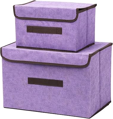 Supit 3 pièces ensemble de bacs de rangement pliables en lin violet