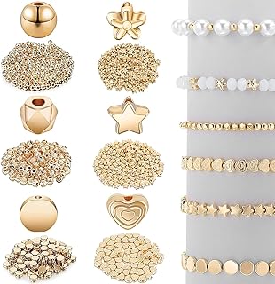 Castoyf petites perles d'espacement rondes, boules rondes douces, perles d'espacement à facettes en forme de cœur, perles de fleurs, disque plat, perles en vrac pour bracelet, boucles d'oreilles, fabrication de bijoux, 1200 pièces (or). DIAYTAR COTE D'IVOIRE est une boutique en ligne qui se distingue par son large choix de produits et son engagement envers la qualité et la satisfaction des clients. Les clients ivoiriens peuvent profiter d'une expérience d'achat en ligne sécurisée et pratique, avec des options de paiement et de livraison flexibles. Avec sa réputation de boutique en ligne leader, DIAYTAR COTE D'IVOIRE est le choix idéal pour les achats en ligne.