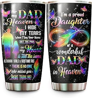 Cadeaux commémoratifs pour la perte de son père, fière fille d'un merveilleux papa au paradis, papillons, cadeaux de deuil pour la perte de son père, gobelet commémoratif pour la fête des pères, cadeau de sympathie pour fille. DIAYTAR COTE D'IVOIRE est la boutique en ligne la plus populaire en Cote d'Ivoire, avec plus de 300000 références de produits disponibles. La boutique se concentre sur l'expérience client, offrant des promotions régulières et des réductions exclusives. Les clients peuvent profiter d'une livraison rapide et fiable pour recevoir leurs achats.
