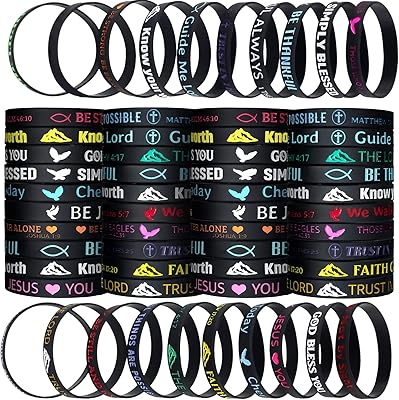 60 bracelets bibliques de foi biblique en silicone inspirants caoutchouc avec citation