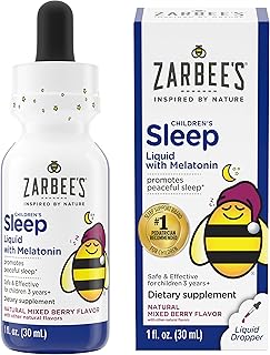 Liquide de sommeil zarby's naturals pour enfants avec supplément de mélatonine, arôme naturel