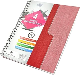 Fis couverture rigide à spirale fsub4sa41412 livres universitaires avec 4 sujets, 160 feuilles