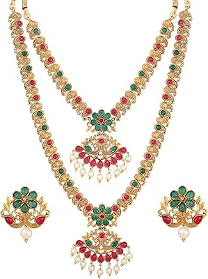 L'ensemble de bijoux traditionnels plaqués or shining diva fashion comprend un collier