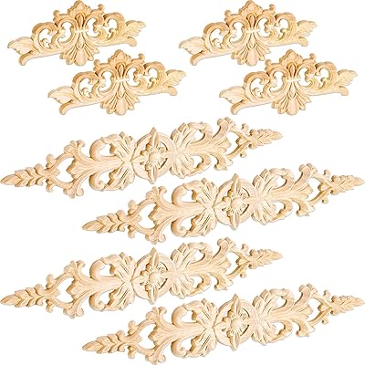 8 pièces d'ornements en bois, décorations en bois sculptées dans du plastique sisi