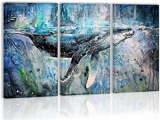 Décor mural de baleine bleue, œuvres d'art modernes, peintures imprimées sur toile, images