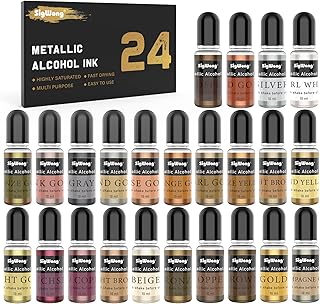 Ensemble d'encres à alcool métallique - 24 couleurs métalliques à base d'alcool, résine