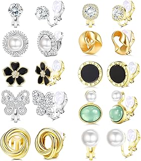 10 paires de boucles d'oreilles à clip papillon en perles d'eau douce