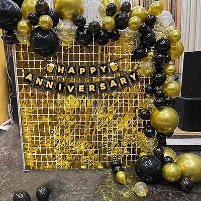 Kit de décoration happy anniversary party bros, 47 pièces, 4 attaches dorées, rideaux