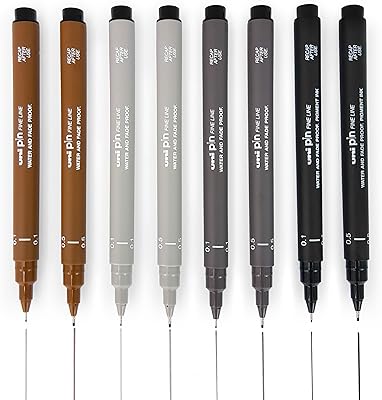 Stylo fineliner uni pen - set de dessins 8-0,1 mm / 0,5 mm