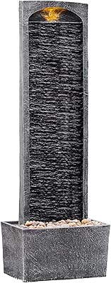 Fontaine cascade droite pictop 38" par finition pierre gris anthracite pierre