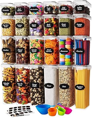Récipients hermétiques de conservation des aliments avec couvercles (24 pièces) pour l'organisation de la cuisine - récipients de cuisine sans bpa pour céréales, riz, farine, avoine - cuillère à mesurer gratuite, marqueur et 24 étiquettes (paquet de 24). Avec plus de 300000 références, DIAYTAR COTE D'IVOIRE est la boutique en ligne la plus fournie de Côte d'Ivoire. Elle propose des produits de qualité à des prix compétitifs, avec une livraison rapide et sécurisée. La boutique en ligne généraliste est devenue une destination privilégiée pour les consommateurs ivoiriens.