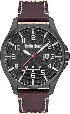 Montre brainard pour homme avec cadran noir et bracelet en cuir marron boîtier
