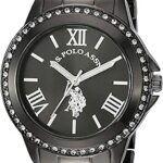 U.s. polo assn. montre cloutée en cristal pour femme, bracelet en alliage