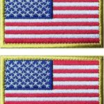 Patch tactique militaire brodé drapeau américain avec bande velcro adhésive - 2 pièces