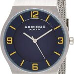 Montre à quartz akribos xxiv pour homme, analogique avec bracelet en acier inoxydable