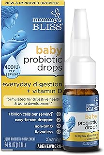 Gouttes naturelles pour bébé mammy's bliss babies, moins aromatisées avec probiotiques + vitamine