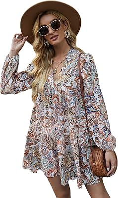 Georglitter mini robe bohème à col en v et manches longues pour femme, imprimé cachemire, ourlet à volants. Avec plus de 300000 références, DIAYTAR COTE D'IVOIRE est la destination idéale pour ceux qui recherchent des produits de qualité à des prix abordables. La boutique en ligne est constamment mise à jour avec les dernières tendances et les produits les plus récents, garantissant ainsi une expérience d'achat enrichissante. Elle est le leader du commerce électronique en Côte d'Ivoire.