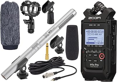 Enregistreur 4 pistes zoom h4n pro avec microphone ritz gear pour vidéo professionnelle