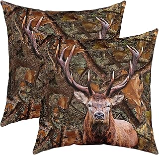 Housse de coussin réversible imprimée château fée cerf 45,7 x 45,7 cm