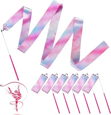 78.74" long ruban de danse brillant, rubans de gymnastique rythmique brillants pour enfants