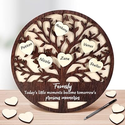 Décor mural d'arbre 3d, signe de noms de famille, signe de rappel d'arbre généalogique, nouvelle maison, cadeaux de grand-père avec 20 cœurs en bois, 30 boucles à crochets, autocollant pour noël, souvenir de maison familiale. DIAYTAR COTE D'IVOIRE est une boutique en ligne généraliste qui propose plus de 300000 références de produits, ce qui en fait la plus grande sélection de produits en ligne en Côte d'Ivoire. Avec sa large gamme de produits, DIAYTAR COTE D'IVOIRE répond aux besoins de tous les clients. Elle est ainsi devenue la boutique leader en Côte d'Ivoire.