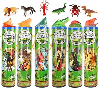 6 figurines d'animaux pour enfants, 84 pièces, jouets réalistes dont la forêt, le dinosaure,